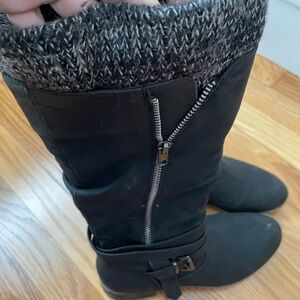 JustFab Black Winter Boots with Knit Cuff. Size 7.